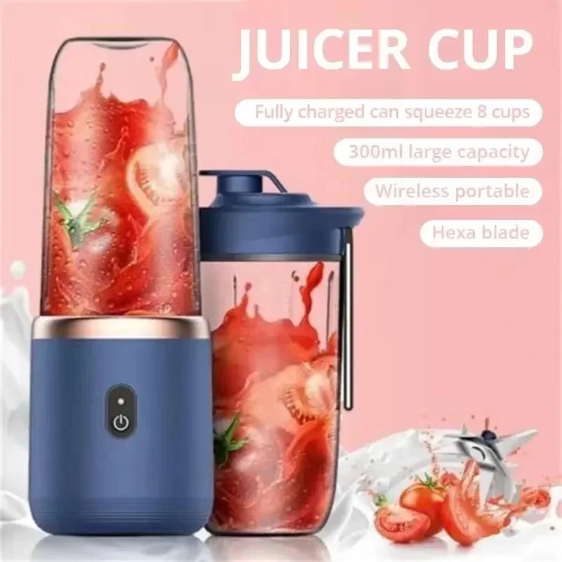 1pc Blue/Pink Portable Electric Small Juice Extractor Household Multi